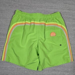 Sundek Swim Trunks Shorts Mens M Rainbow Neon Green Lined Drawstring